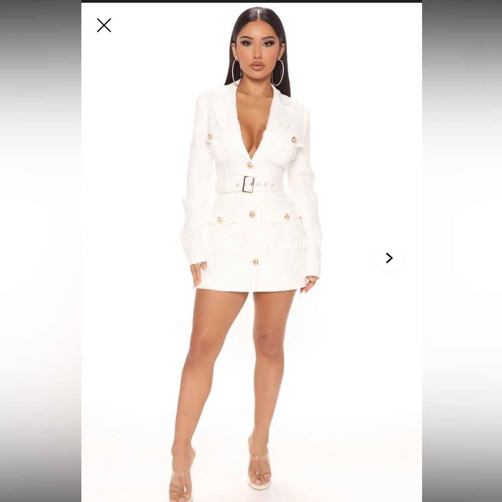 Taking the Lead Blazer Romper- White